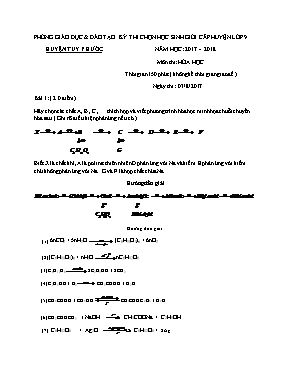 Đề thi chọn học sinh giỏi cấp huyện môn Hóa học Lớp 9 - Năm học 2017-2018 - Phòng GD & ĐT Tuy Phước (Có đáp án)